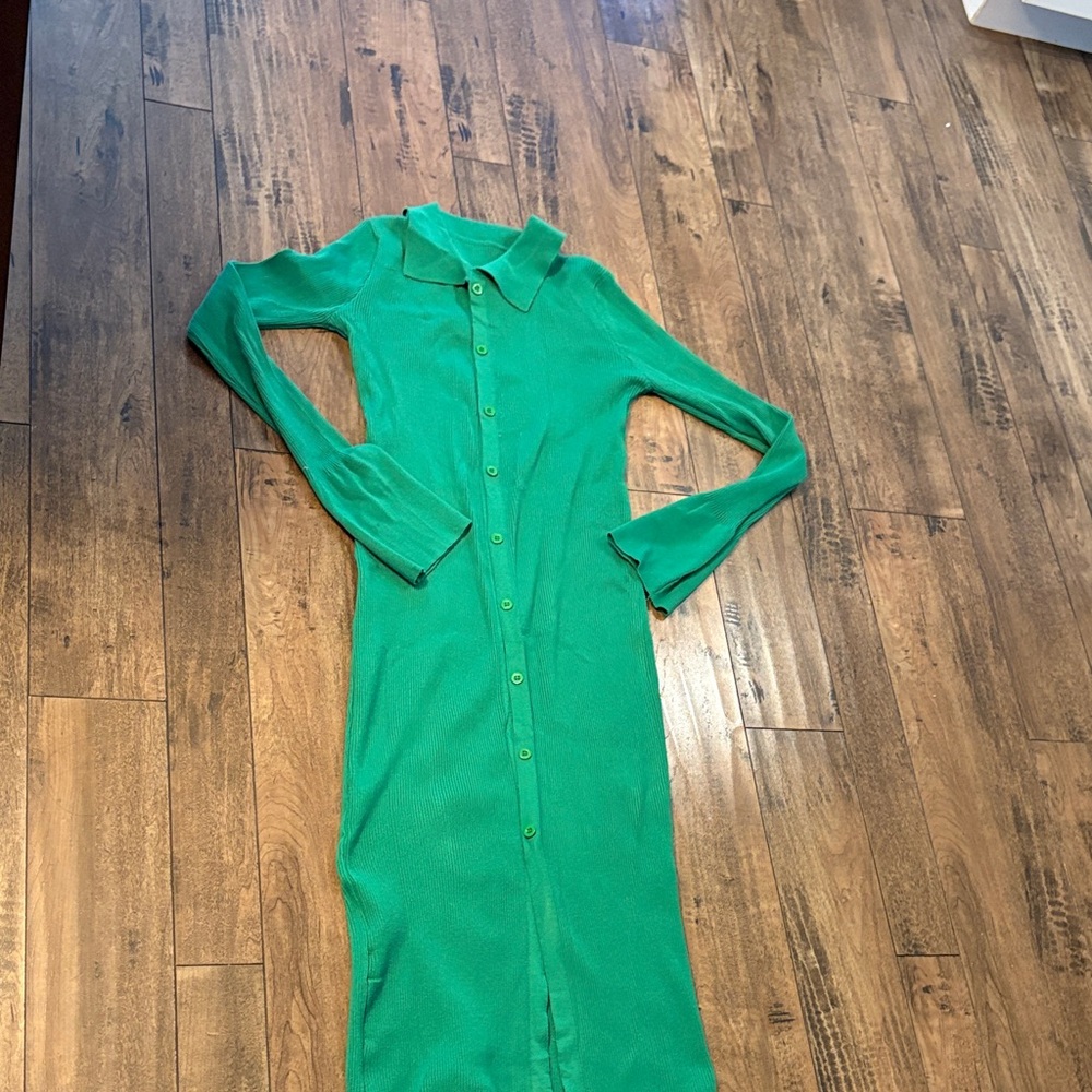 Green Button-Up Dress